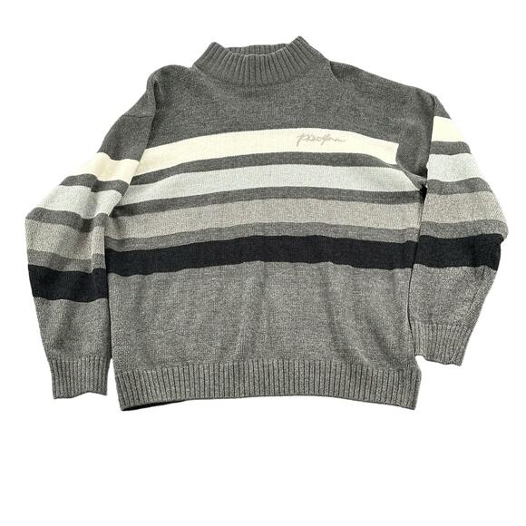Vintage Phat Farm Sweater Mens XXL Gray Knit Stripe Long Sleeves Dadcore Hip Hop - Picture 1 of 8